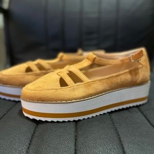 Yellow platform sandals; Jolimall brand.